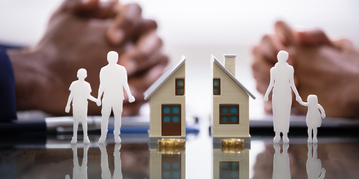 Wife And Husband Splitting Children And House